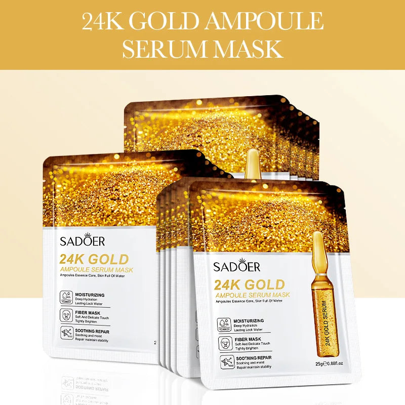 Kit 15 máscaras Ácido Hialuronico - Vitamina C - Ouro 24k